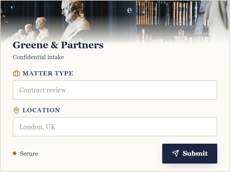 Preview of a document intake form