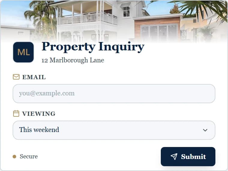 Preview of a property onboarding form