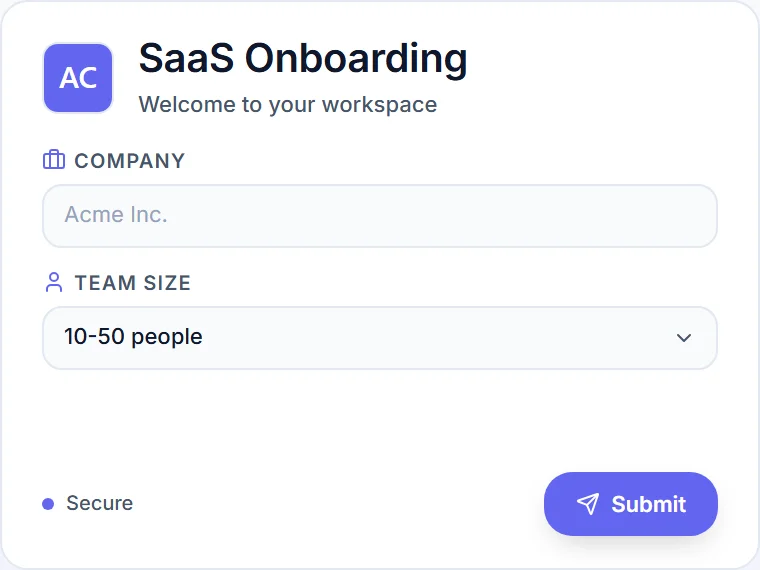 Preview of a customer support intake form